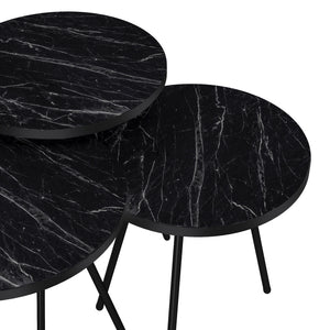 Set 'Ølgod' di 3 Tavolini Bassi da Salotto in Altezze Diverse 3 Tavolini in Stile Treppiede con Piani Rotondi - Vari Colori [en.casa]