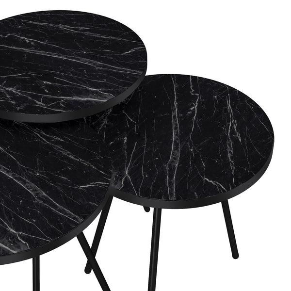 Set 'Ølgod' di 3 Tavolini Bassi da Salotto in Altezze Diverse 3 Tavolini in Stile Treppiede con Piani Rotondi - Vari Colori [en.casa]