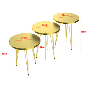 Set 'Skibby' di 3 Tavolini da Salotto Tavolini Bassi a Treppiede in Altezze Diverse Gambe a Forcina e Piani Rotondi Ø38 cm - Vari Colori [en.casa]