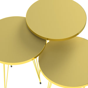 Set 'Skibby' di 3 Tavolini da Salotto Tavolini Bassi a Treppiede in Altezze Diverse Gambe a Forcina e Piani Rotondi Ø38 cm - Vari Colori [en.casa]