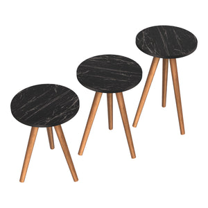 Set de 3 tables d'appoint Snede rondes gigognes [en.casa]