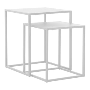 Set di 2 Tavolini Vejen Sovrapponibili Piano Quadrato - Acciaio [en.casa]