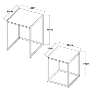 Set di 2 Tavolini Vejen Sovrapponibili Piano Quadrato - Acciaio [en.casa]