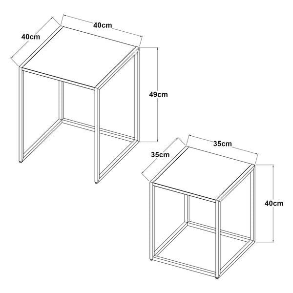 Set di 2 Tavolini Vejen Sovrapponibili Piano Quadrato - Acciaio [en.casa]