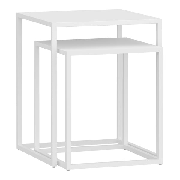 Set di 2 Tavolini Vejen Sovrapponibili Piano Quadrato - Acciaio [en.casa]