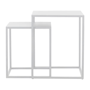 Set di 2 Tavolini Vejen Sovrapponibili Piano Quadrato - Acciaio [en.casa]
