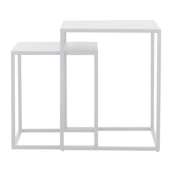 Set di 2 Tavolini Vejen Sovrapponibili Piano Quadrato - Acciaio [en.casa]