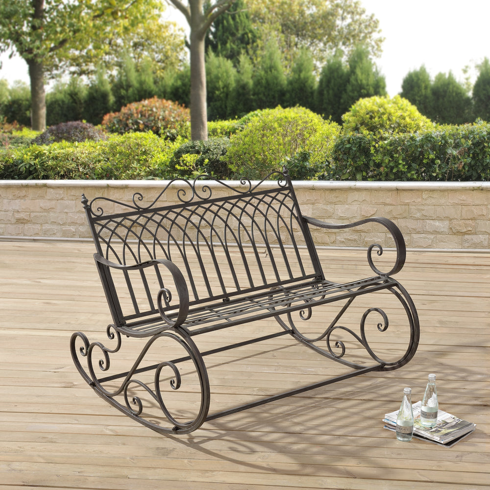 Panchina a dondolo Greenough 85x113x95cm in stile country in diversi colori en.casa - premiumXL