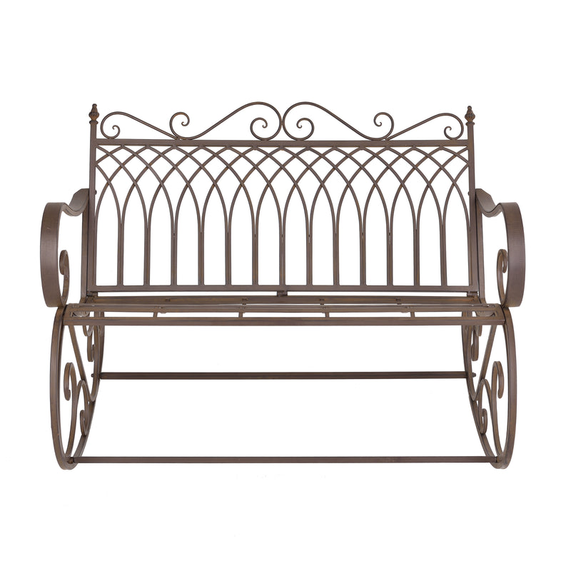 Schizzo in scala Panca a Dondolo Greenough da Giardino Vintage in Metallo 85 x 113 x 95 cm [en.casa]