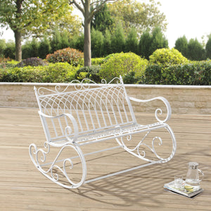 Panca a Dondolo Greenough da Giardino Vintage in Metallo 85 x 113 x 95 cm [en.casa]