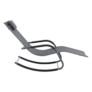 Lettino Prendisole a Dondolo con Cusicno Rimovibile per la Testa Sedia a Sdraio Oscillante per Giardino/Balcone Gambe e Braccioli Rivestiti in Gomma Antischivolo - Vari Colori