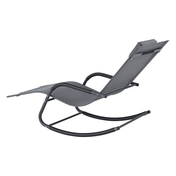 Lettino Prendisole a Dondolo con Cusicno Rimovibile per la Testa Sedia a Sdraio Oscillante per Giardino/Balcone Gambe e Braccioli Rivestiti in Gomma Antischivolo - Vari Colori