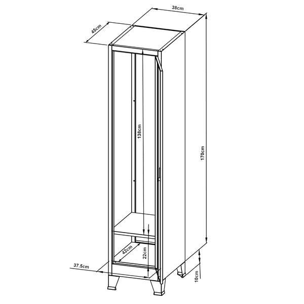 Casier métallique Joroinen acier 180 x 38 x 45 cm gris [en.casa]