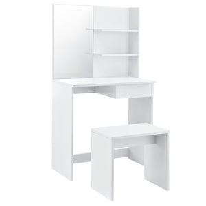 Coiffeuse Katrineholm avec miroir et tabouret blanc en.casa - premiumXL