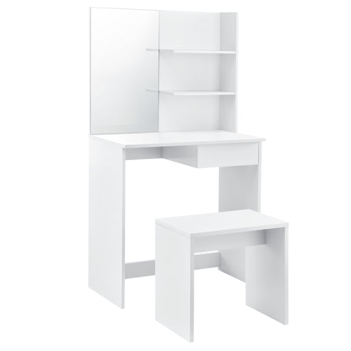 Coiffeuse Katrineholm avec miroir et tabouret blanc en.casa - premiumXL