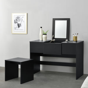 Tavolo da Trucco con Specchio Integrato 72 x 100 x 48cm Tavolo da Toeletta con Scomparto Portaoggetti  Tavolo Cosmetico con Sgabello