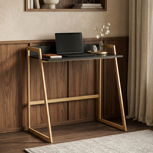Bureau Kuomi 84 x 73 x 47 cm beige gris foncé [en.casa]