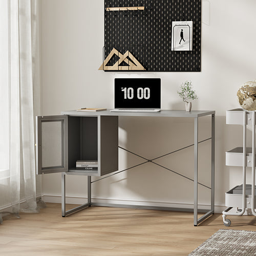 Bureau Sund acier 75x100x50 cm gris [en.casa] - premiumXL