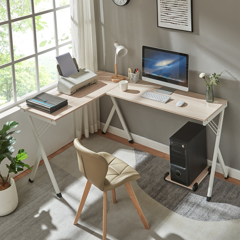 Bureau Tarielarg avec support PC - en forme de L 158x120x75 cm aspect chêne [en.casa] - premiumXL