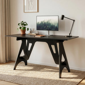 Bureau Bostenenna 120 x 60 x 75 cm noir effet bois veiné [en.casa]