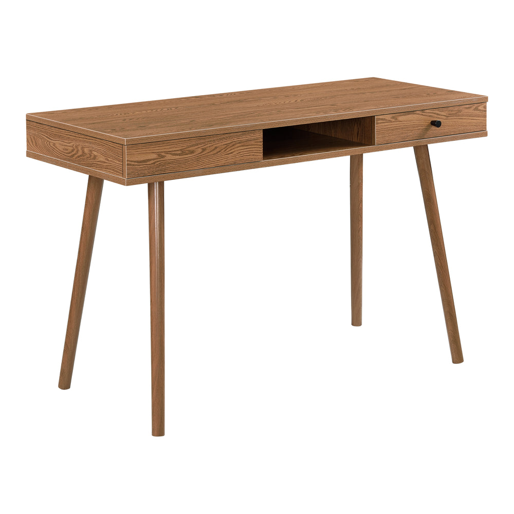 Bureau Habo avec étagère et tiroir 115x48x74cm ton bois foncé en.casa - premiumXL