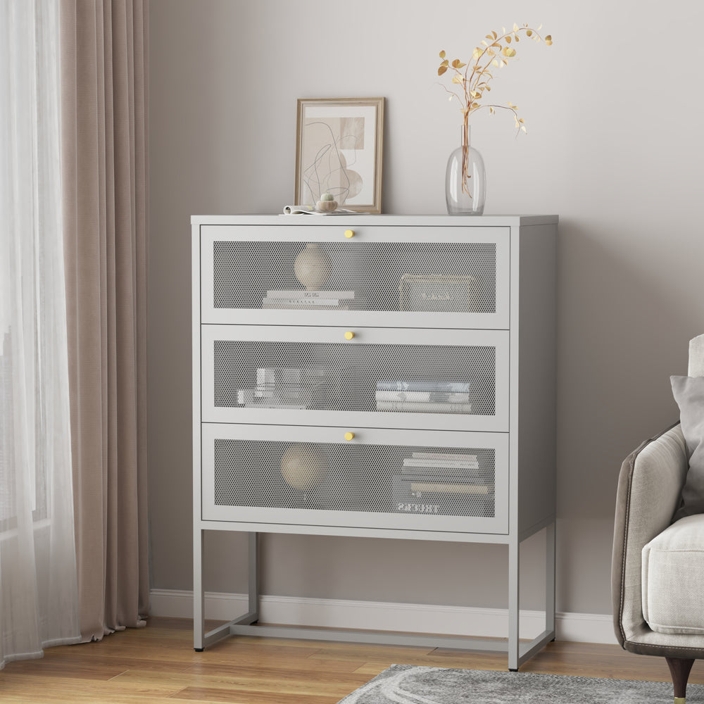Armadio da ufficio Sund con 3 cassetti 105x80x40 cm grigio [en.casa] - premiumXL