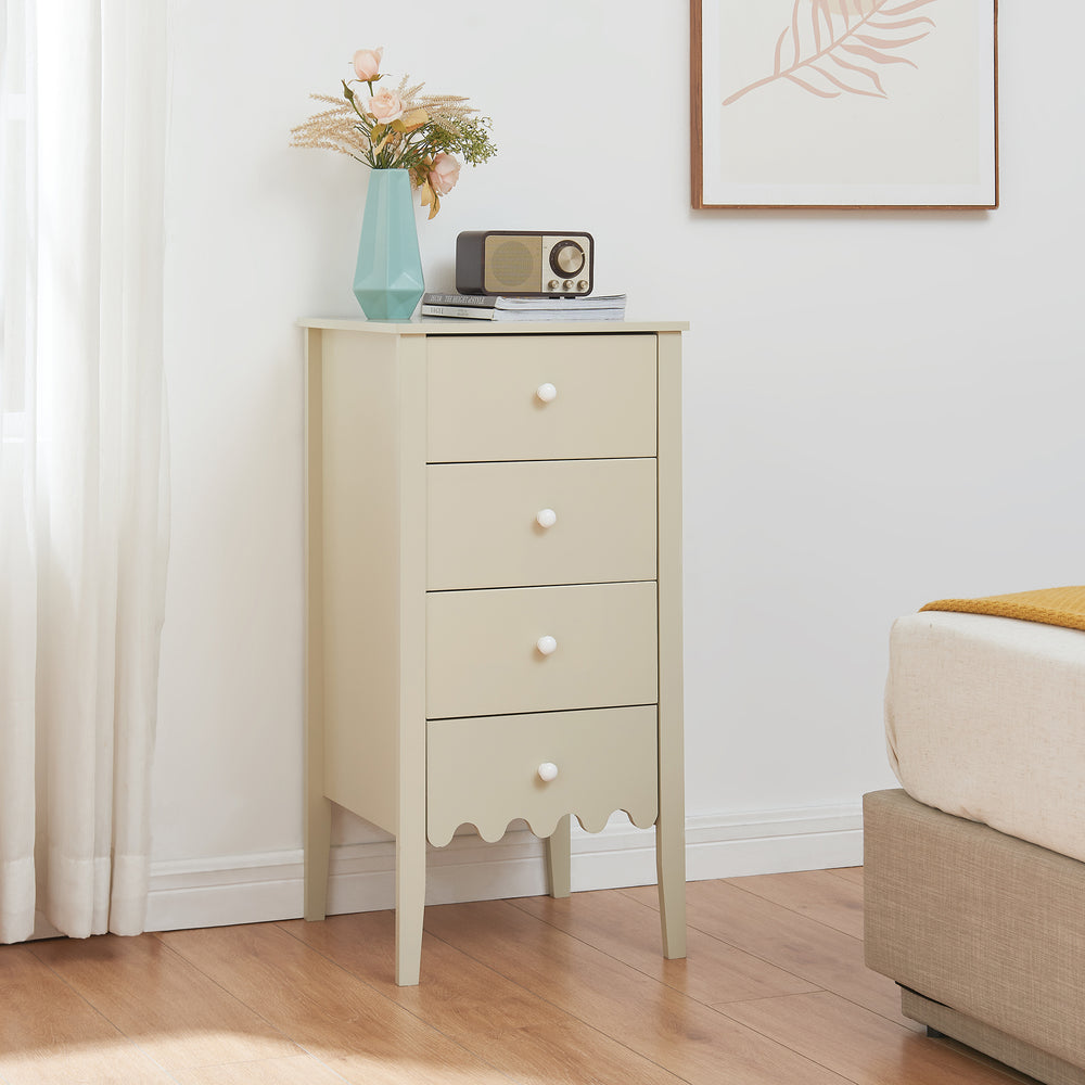 Commode Luspoo avec 4 tiroirs 82x40x40 cm blanc crème [en.casa] - premiumXL