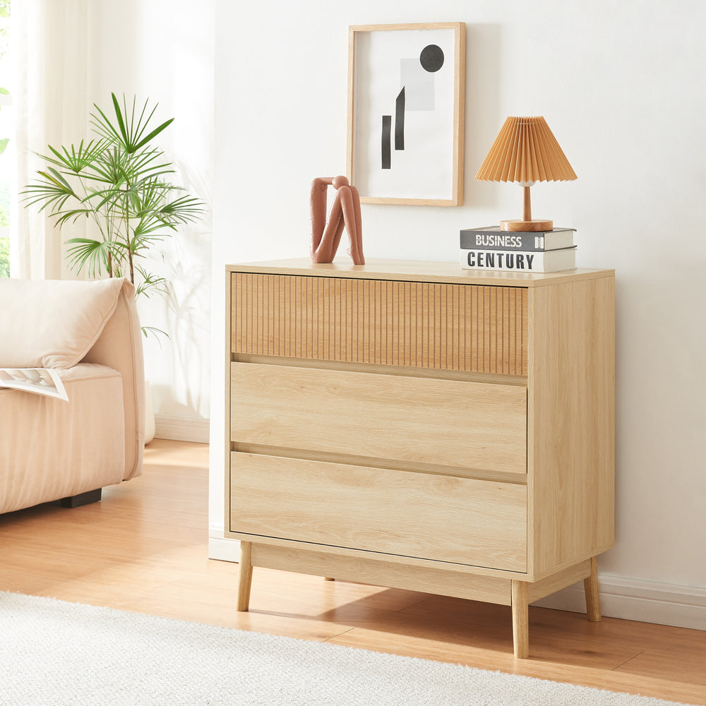 Kommode Landskrona 80x80x40 cm mit 3 Schubladen Eicheoptik [en.casa] - premiumXL