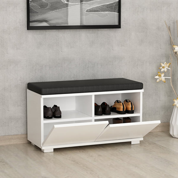 Banc à chaussures Brande avec 2 portes à 4 niveaux 42 x 80 x 35 cm [en.casa]