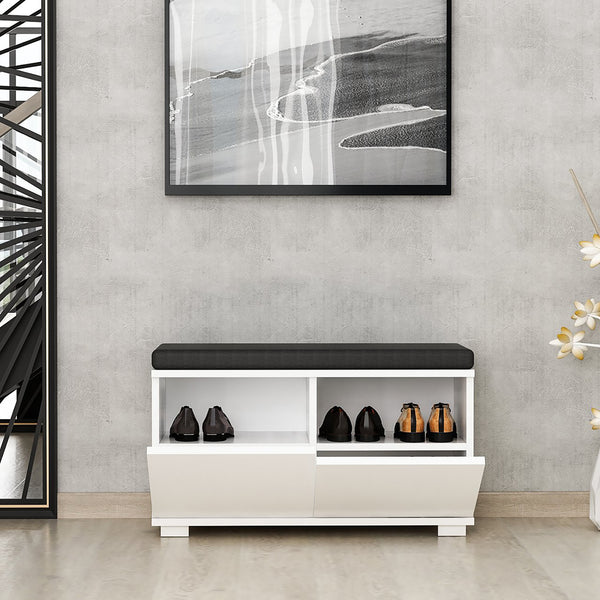 Banc à chaussures Brande avec 2 portes à 4 niveaux 42 x 80 x 35 cm [en.casa]