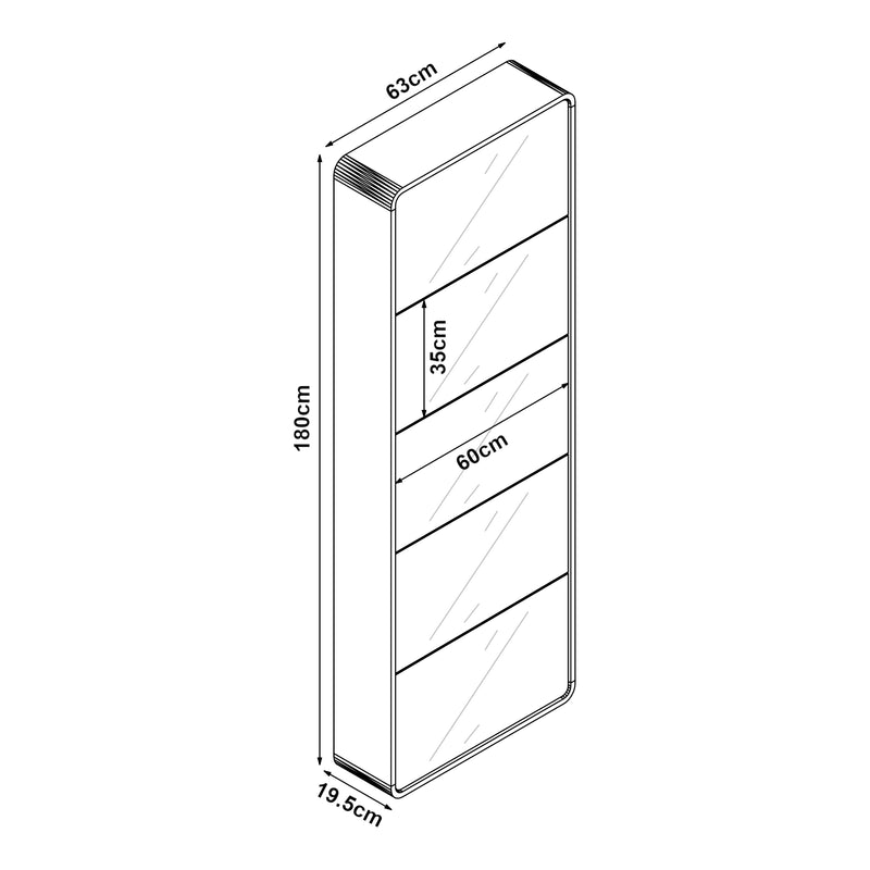 Croquis coté Meuble à chaussures Aure [en.casa]