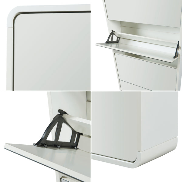 Scarpiera Aure con Ante a Specchio e Contenitori Ribaltabili [en.casa]