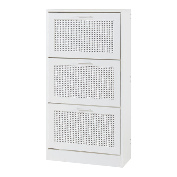 Scarpiera Vesilahti a Contenitori Ribaltabili - Effetto Rattan / Bianco [en.casa]