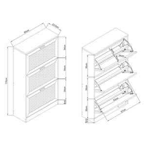 Scarpiera Vesilahti a Contenitori Ribaltabili - Effetto Rattan / Bianco [en.casa]