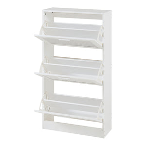 Scarpiera Vesilahti a Contenitori Ribaltabili - Effetto Rattan / Bianco [en.casa]