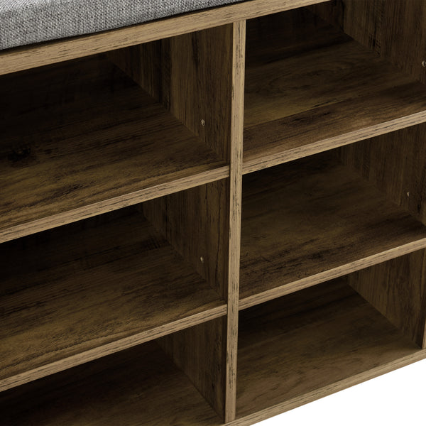 Schuhregal und Sitzbank Leonidas 103x30x48 cm mit 10 Ablagefächern en.casa