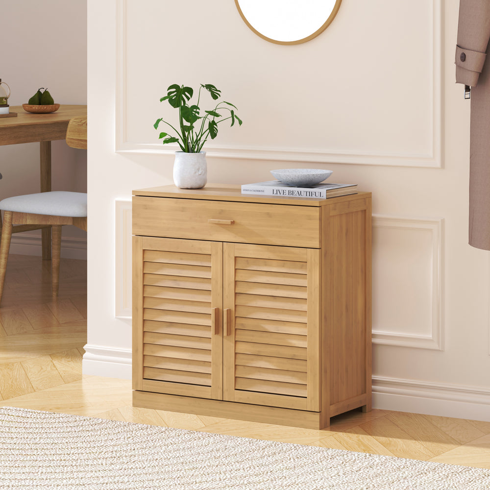 Schuhschrank Aarela 67x66x34 cm Bambus [en.casa]