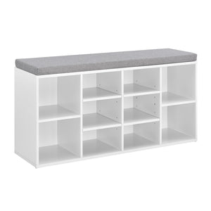Scarpiera Ymir 103x30x48 cm 10 ripiani panca bianco/grigio en.casa - premiumXL