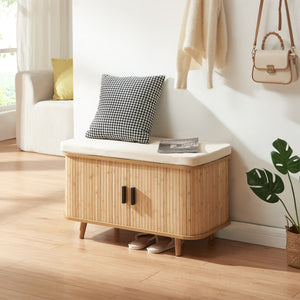 Scarpiera con cuscino Tvedestrand 50x80x40 cm Bambù/Beige [en.casa]