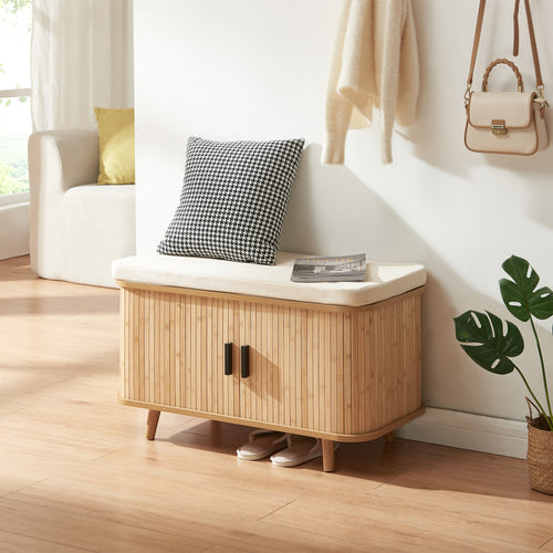 Scarpiera con cuscino Tvedestrand 50x80x40 cm Bambù/Beige [en.casa]