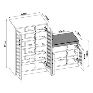 Schuhschrank Løten mit Sitzbank 120x36x97 cm Wenge [en.casa]
