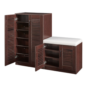 Schuhschrank Løten mit Sitzbank 120x36x97 cm Wenge [en.casa]