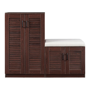 Schuhschrank Løten mit Sitzbank 120x36x97 cm Wenge [en.casa]