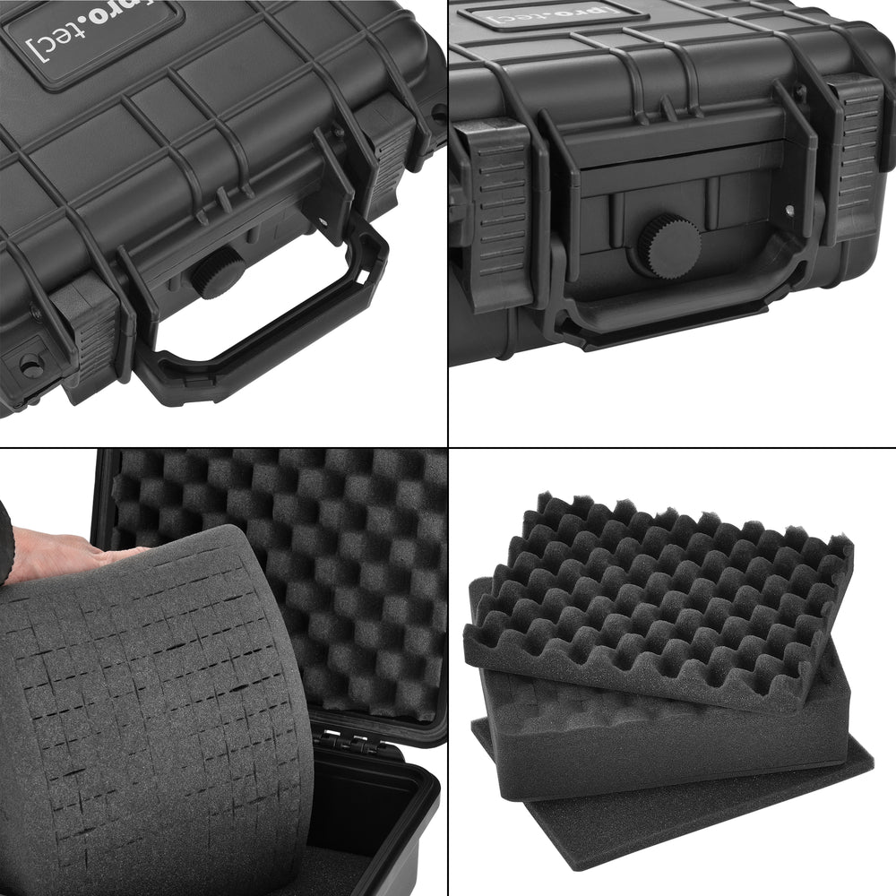 [pro.tec] Custodia protettiva per atrezzature, fotocamere - in 3 misure - Con fodera schiuma poliuretanica