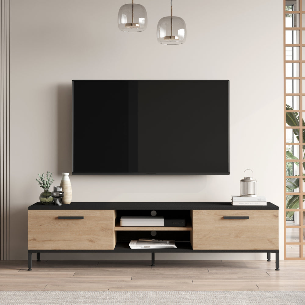 Tavolino TV Lempäälä con 2 vani portaoggetti 160 x 35 x 39 cm in diversi colori [en.casa] - premiumXL