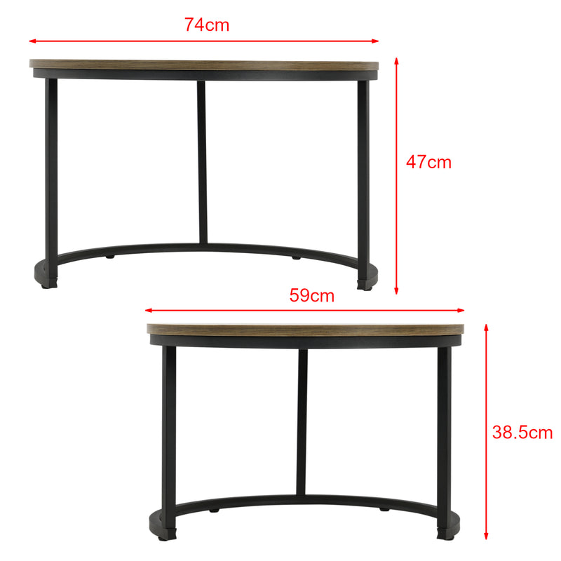 Croquis coté Set de 2 tables basses gigognes Christchurch [en.casa]