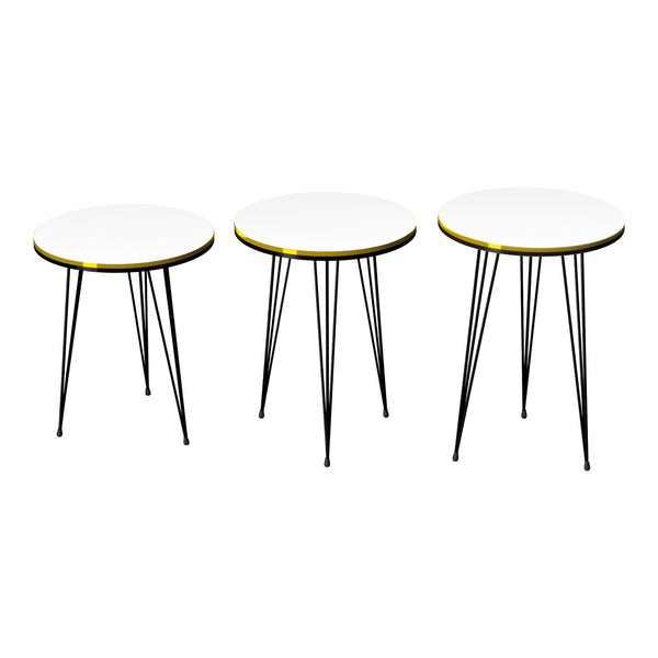 Set 'Ry' di 3 Tavolini Bassi da Salotto Tavolini in Altezze Diverse Gambe a Forcina e Piano Rotondo - Vari Colori [en.casa]