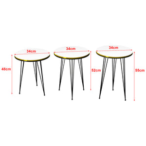 Set 'Ry' di 3 Tavolini Bassi da Salotto Tavolini in Altezze Diverse Gambe a Forcina e Piano Rotondo - Vari Colori [en.casa]