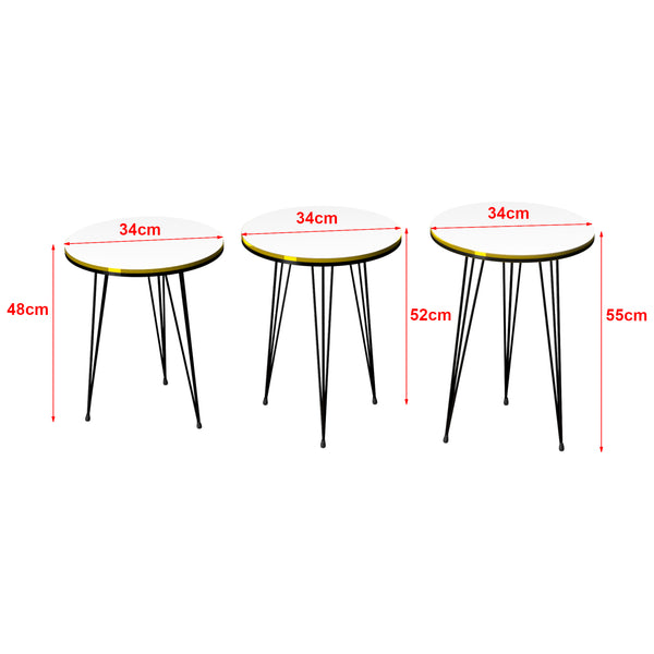 Set 'Ry' di 3 Tavolini Bassi da Salotto Tavolini in Altezze Diverse Gambe a Forcina e Piano Rotondo - Vari Colori [en.casa]