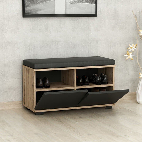 Banc à chaussures Brande avec 2 portes à 4 niveaux 42 x 80 x 35 cm [en.casa]